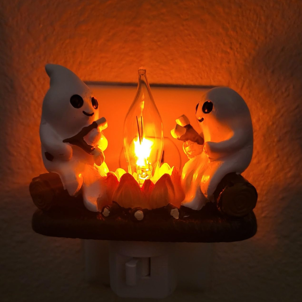 Ghost Campfire Flickering Halloween Night Light 3D LED Small Campfire Light For Indoor Halloween Decorations