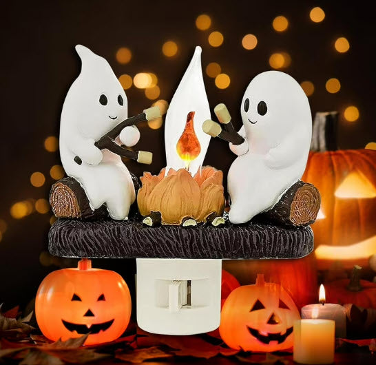 Ghost Campfire Flickering Halloween Night Light 3D LED Small Campfire Light For Indoor Halloween Decorations