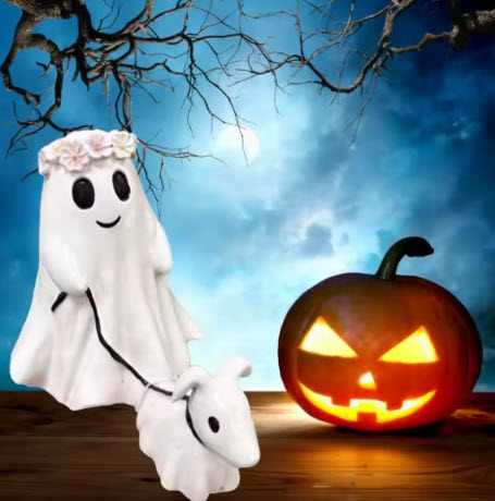 Halloween Ghost Walking Dog Statue Funny Ghost Walking Ghost Dog Halloween Ghost Dog Statues Halloween Tabletop Decoration