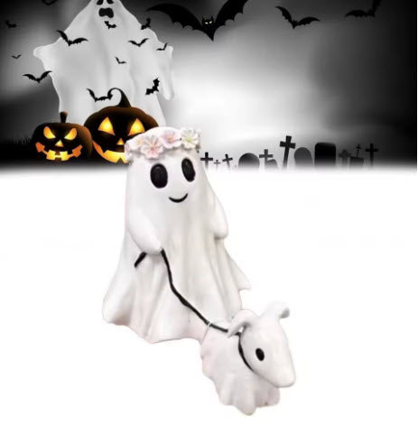Halloween Ghost Walking Dog Statue Funny Ghost Walking Ghost Dog Halloween Ghost Dog Statues Halloween Tabletop Decoration