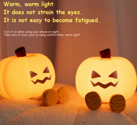 Pumpkin Night Light Cute Soft Silicone Safe Lamp Decorations Timing Dimmable Bedside Decor Kids Babies Halloween Gifts