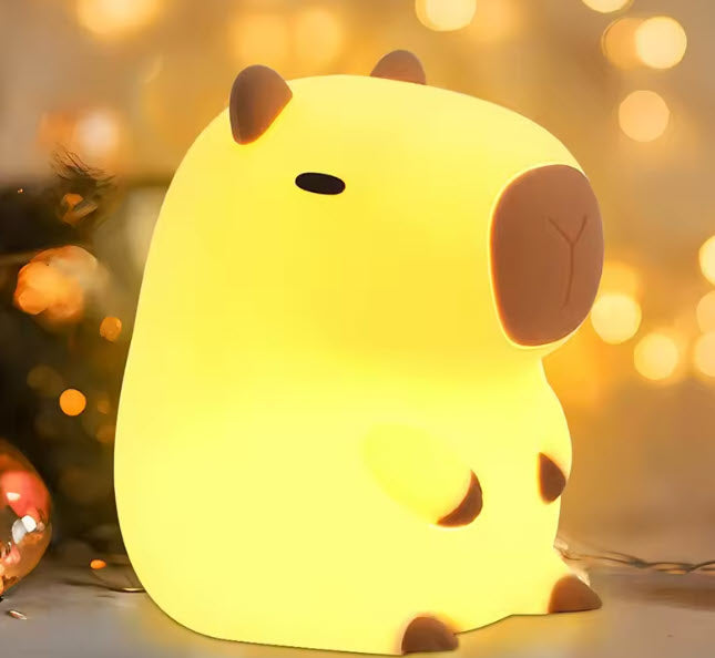 Cute Capybara Night Light Children's Silicone Nightlight Gift USB Rechargeable Animal Touch Bedside Sleep Lamp Decoration