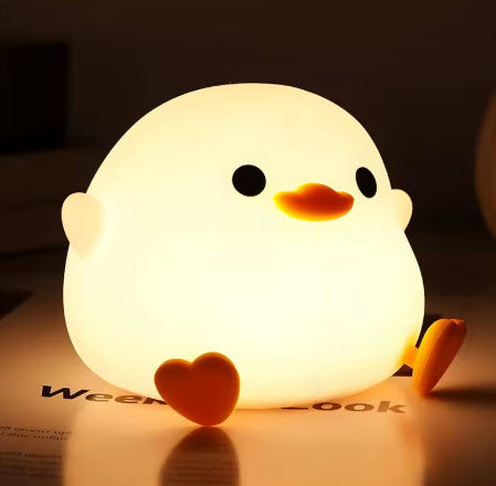 DoDo Duck Night Light, Cute Duck Lamp, Rechargeable Dimmable Nightlight, Silicone LED Bedside Lamp Nursery Touch-Sensitive