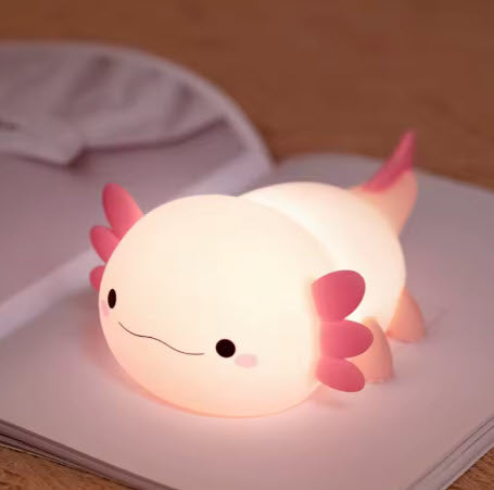 Cute Axolotl Night Light Silicone Nursery Sleeping Lamp Touch Control Nightlights USB Rechargeable Table Lamp for Baby Child